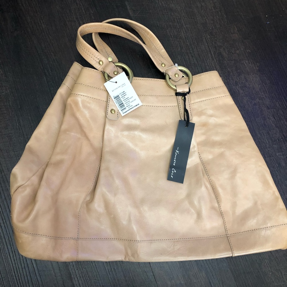 NWT Kenneth Cole Leather Pleating Guilty Tote